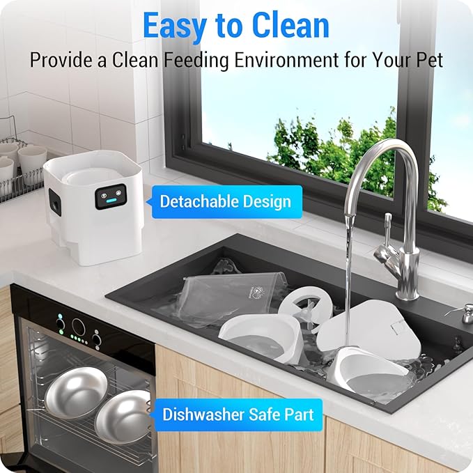 Automatic Cat Feeder with 2 Camera for 2 Cats: 5G WiFi Automatic Dog Feeder with Night Vision & Slow Feed, 7L Auto Cat Food Dispenser for Multiple Pet, Detachable for Easy Cleaning - 29 Cup