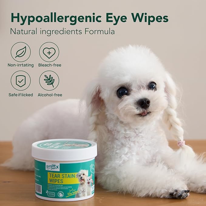 Dog Eye Wipes, Gentle Eye Wipes for Dogs & Cats, Pet Eye Cleaner Wash Removes Discharge, Crust, Debris, and Gunk (100, Unscent)