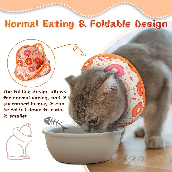 Cat Cone Collar Soft for Wound Healing, Foldable Neck Recovery Cone Anti Licking, Small Adjustable Surgery Cat Head Cone Alternative for Kittens(Size: M)