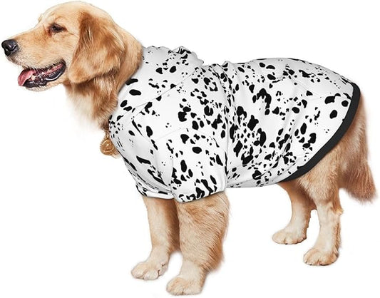 Dalmatian Hoodie, Cute Halloween Cosplay Winter Costume With Pocket, Dalmatians Print Clothes for Medium Large Dogs, Xx-Large