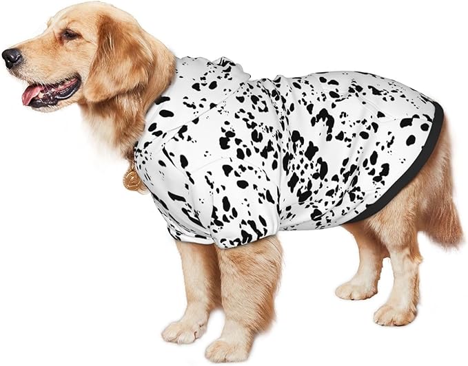 Dalmatian Hoodie, Cute Halloween Cosplay Winter Costume With Pocket, Dalmatians Print Clothes for Medium Large Dogs XXX-Large