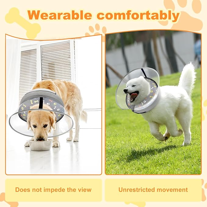 Dog Cone Collar with Enhanced Anti-Licking, Inflatable Dog Cone After Surgery, Adjustable Size with Soft Padding for Small Medium Large Dogs - S