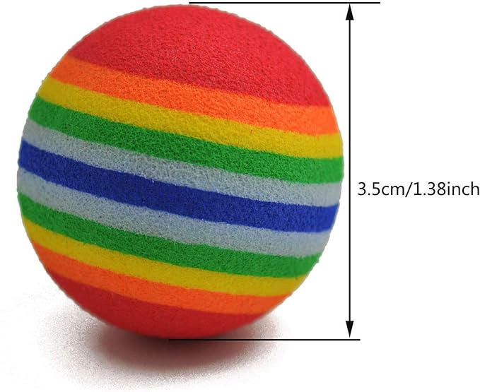 12 Pack Rainbow Cat Toy Balls Soft EVA Foam Interactive Indoor Kittens Favorite Toys 1.38" Dia. Small Dogs Puppies Toy Balls Bulk Activity Chase Quiet Play Sponge Ball