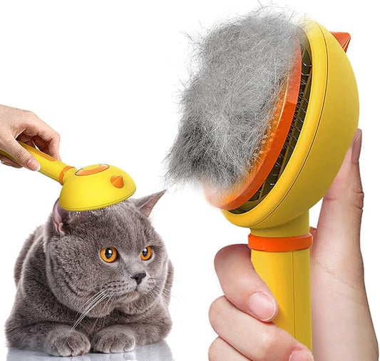 Cat Hair Brush with Release Button for Indoor Cats, Cat Grooming Brush for Long or Short Hair Dogs, Cat Combs for Pet Massage Self-Cleaning Cat Hair Brush