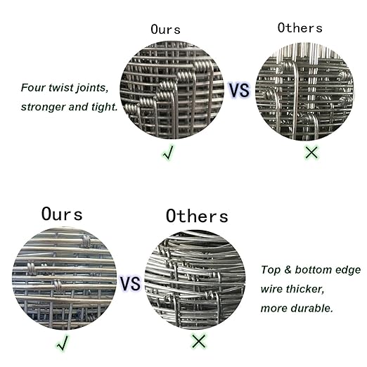 40in x 100ft Galvanized Wire Fence, Hog Goat Fencing Garden Fencing Roll, Heavy Zinc Coating Metal Wire Mesh for Yard Vegetable Plant Protection Poultry Netting