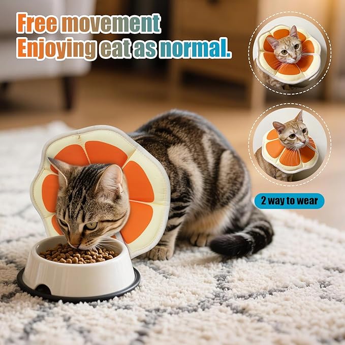 Cat Cone Collar Soft, Adjustable Cat Recovery Collar to Stop Licking After Surgery Protective E Collar for Cats Small Dogs, Orange S