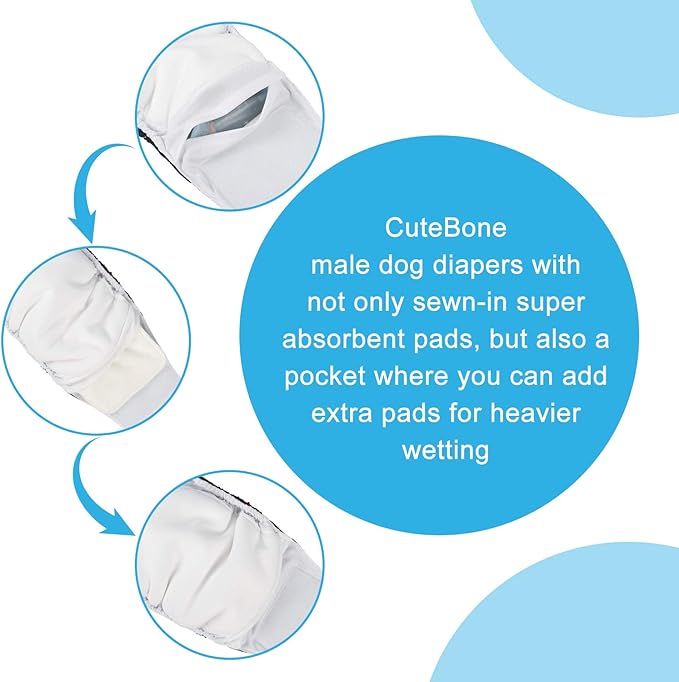 CuteBone Christmas Doggie Diapers for Male Dogs Medium Dog Diapers Male DM34M