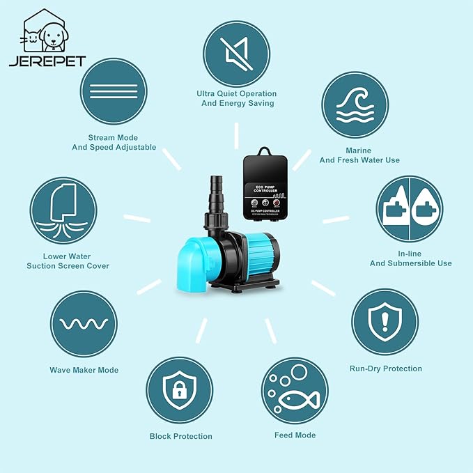 320GPH Mini Aquarium DC Water Pump with Controller, DC24V 12W Submersible Return Pump for Fish Tank,for 20g to 50g nano desktop Aquariums,Fountains,Sump,Hydroponic