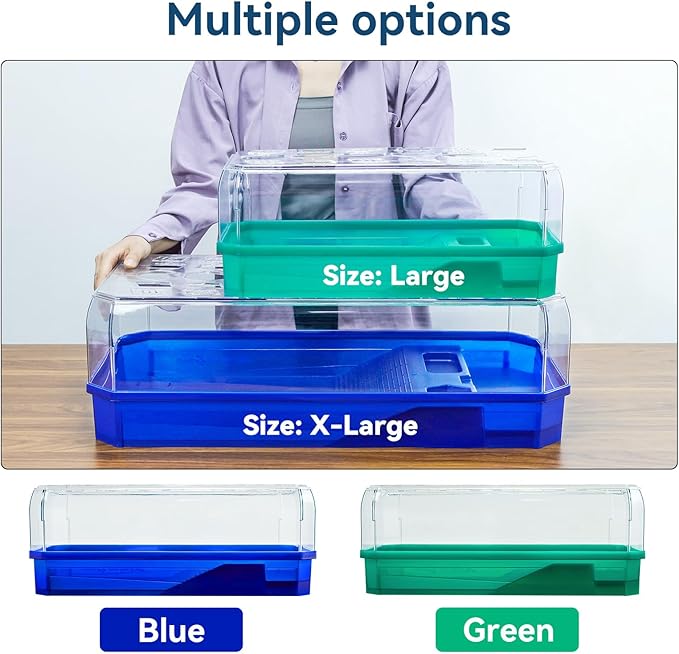 Aquatic Turtle Tank Habitat Kit Stone+Filter+Heat Lamp Enhancing Interaction with 360° Viewing, Standalone Filtration, DIY Creative Zone, Enriched Living (Blue, L[Without Light])