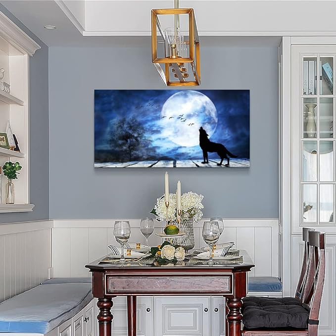 Canvas Wall Art For Bedroom Wall Decoration For Living Room Large Size Luminous Scenery Wolf Wall Decor Pictures Artwork Painting Modern Office Canvas Art Prints Room Decor Ready To For Home Decor