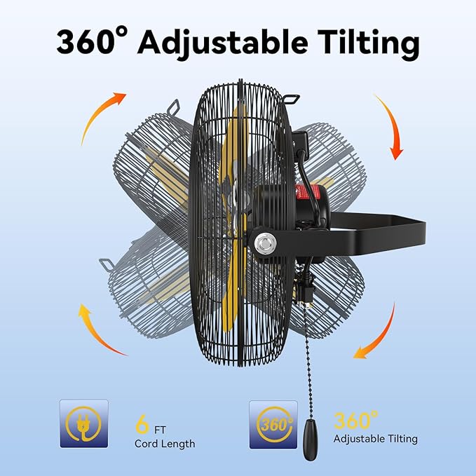 12 Inch Wall Fan Pro Series - Sealed Motor High Velocity Wall Mount Fans for Commercial, Residential, Warehouse, Covered Patio, Shop, Garage, Barn, Gazebo 3 Speed 2800 CFM UL Safety Listed