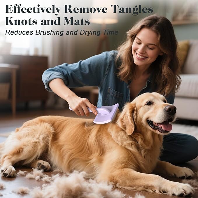 2PCS Slicker Brush for Dogs & Pet Comb,Professional Dog Grooming Brush (Goldendoodles,Poodles,Labradoodles) with Extra Long Pins to Effectively Remove Tangles, Knots and Mats (Light Purple)