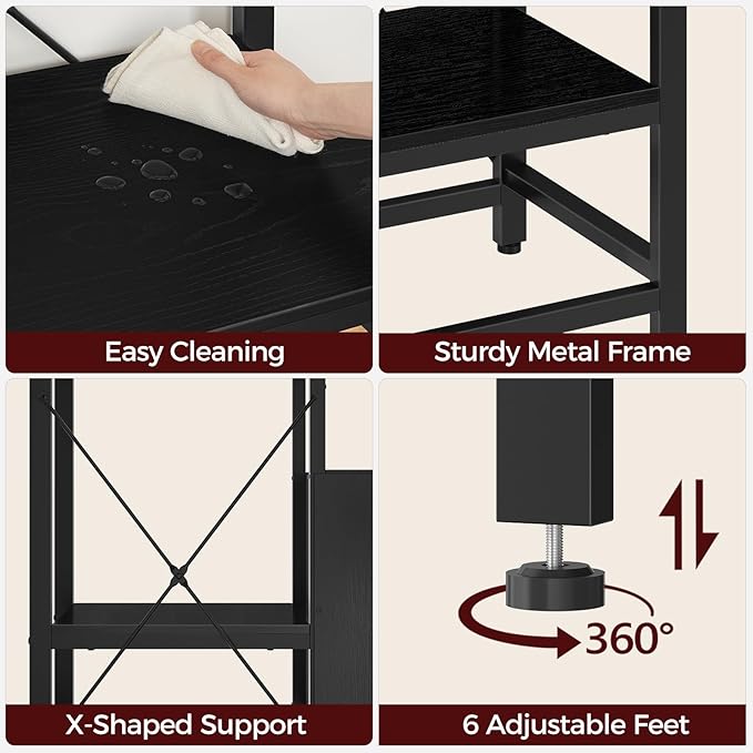 40-50 Gallon Fish Tank Stand, Aquarium Stand with Power Outlet and Storage Cabinet, Heavy Duty Tank Stand Suitable for Turtle Tank, Reptile Terrarium, for Home Office, Black FTBK50E01