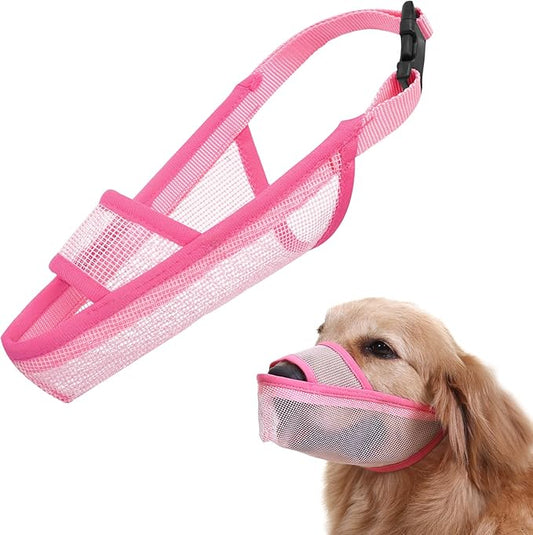 Crazy Felix Nylon Dog Muzzle for Small Medium Large Dogs Poodle Labrador Golden Retriever Doberman, Air Mesh Breathable and Drinkable Pet Mouth Guard for Anti-Biting Chewing Scavenging(M, Pink)
