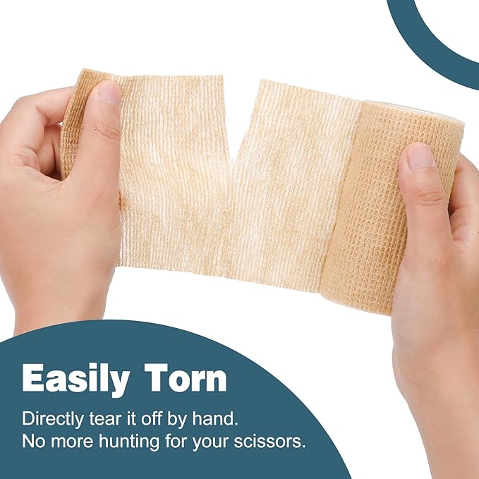 AZEN 9 Pack Self Adhesive Bandage Wrap, 4" X 5 Yards Elastic Cohesive Bandage Wrap, Skin Color Athletic Tape, Ankle Tape, Tattoo Grip Tape Wrap, Vet Wrap