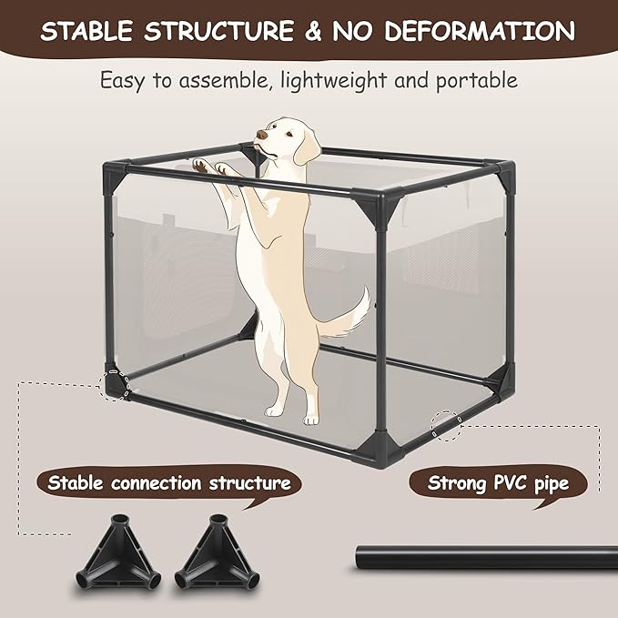 Dog Crate - Soft Pet Kennel for Dogs/Cats, 3-Door Breathable Travel Cage with Mesh Window, Portable Dog Kennel for Indoor & Outdoor，Black-M