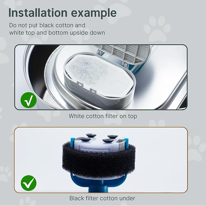 40 Pcs Cat Water Fountain Filters,20 Pack Cat Water Fountain Replacement Filters & 20 Pack Pre-Filter Sponges,Pet Fountain Filter Replacement for 3.2L/108oz Stainless Steel Fountain