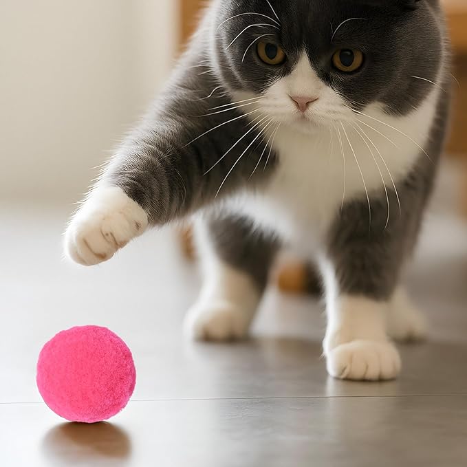 30 Pcs Soft Plush Cat Ball,Cat Toy Balls,Bulk Cats Toys,Puff Balls,Fuzzy Colorful Cats Ball for Pet Playing Exercising