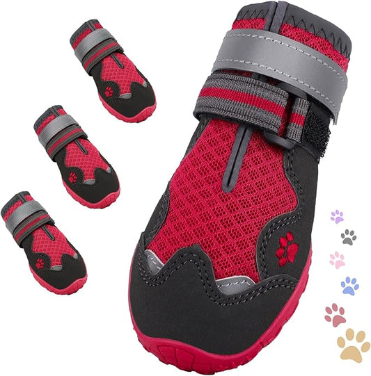 Dog Shoes for Large Medium Small Dog, Mesh Breathable Dog Shoes for Hot Pavement, Anti-Slip Dogs Boots Paw Protectors with Reflective for Outdoor Walking Indoor Hardfloors (Size 3)