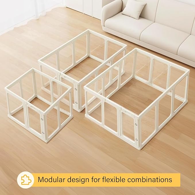 Acrylic Dog PlayPen, Clear Dog Play Pen for Puppy Cat Rabbit, Easy Assemble Pen, Preferable Small Cage, 23.6" H, 10Pcs