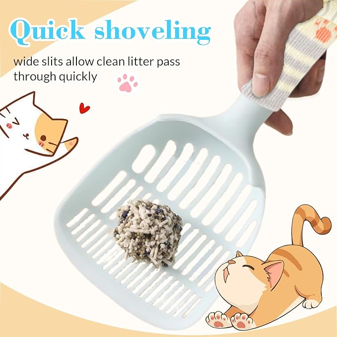 Cat Scooper for Litter Box, Cat Litter Scoop, Kitty Litter Scoop, Cat and Dog Poop Collector, Pet Litter Sifter, Cute Handle, Cat Litter Scooper with Holder for Various Litter Boxes