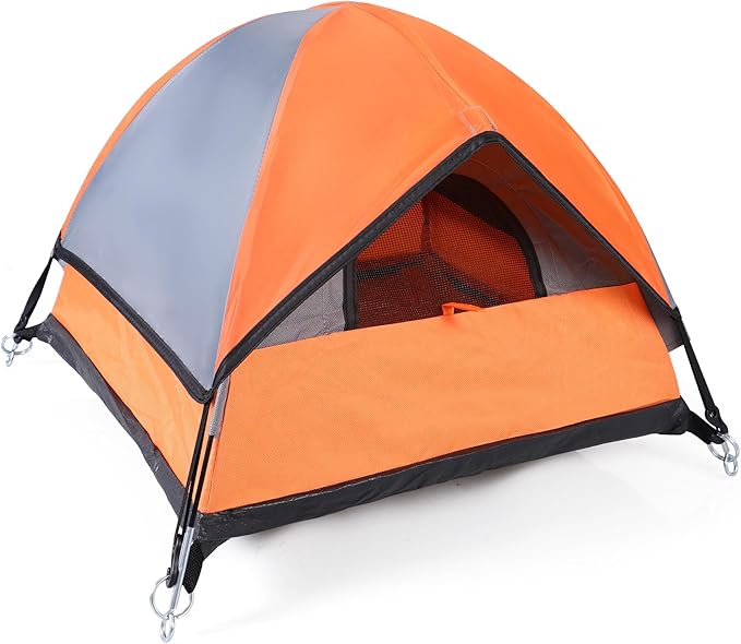Cat Camping Tent, Cat Tent Bed, Pet Tent for Indoor Cat and Small Dog, Mini Tent (Orange, 21 x 21 x 14 Inches)