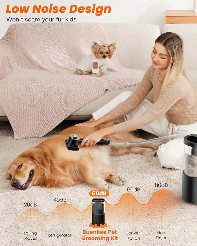 Dog Grooming Vacuum, 4.5L Extra-Large Dust Cup Dog Grooming Kit, 14000Pa High-Suction Pet Groomer with Clippers, Low-Noise All-in-One Shedding Control Set for Home Use