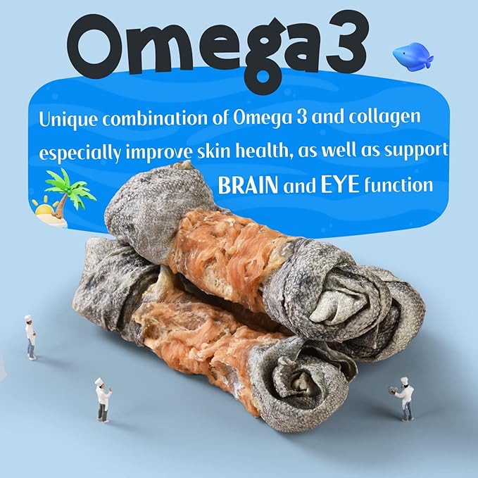 ASMPET Dog Treats Chews, Chicken Wrapped Cod Skin Knotted Bones Rawhide-Free & Grain-Free for Small Medium Large Breeds