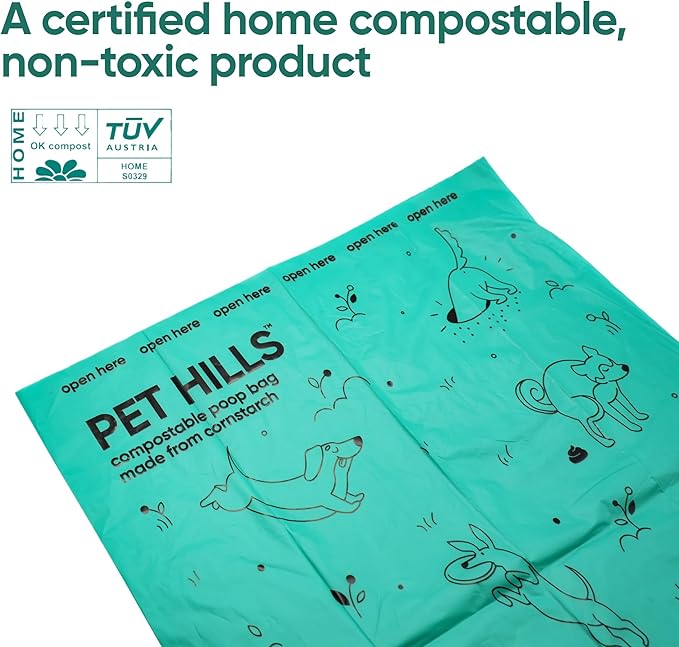 Compostable Dog Poop Bags – 120 Count Refill Rolls, TÜV OK Compost HOME Certified, Plant-Based Materials, Leakproof, Unscented, Extra Thick, Fits All Dispensers
