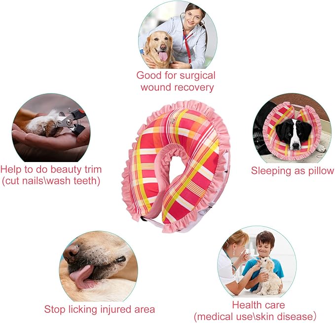 CuteBone Inflatable Cat Cone to Stop Licking After Surgery-Double Adjustable Neck Range P23SO00103S