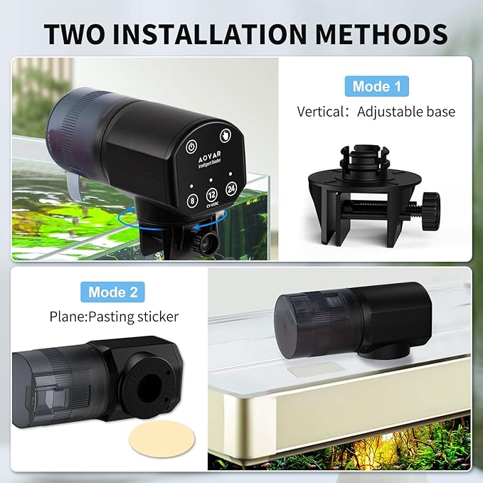 Automatic Fish Feeder for Aquarium: Rechargeable Fish Feeder Dispenser,Moisture-Proof & 200ML Large Capacity Betta Turtle Vacation Feeder,Auto Fish Food Dispenser Timer for Weekends/Business