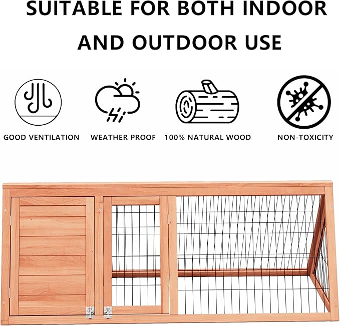 A-Frame Quail Coop,Wooden Quail Cage Indoor Outdoor,Triangle Rabbit Hutch with 2 Doors & Ventilating Wire for Small Animals,Sold by XilishppEcxEco (Ntural Wood)