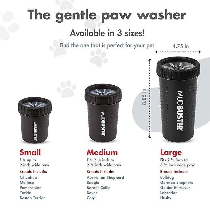 Dexas MudBuster Portable Dog Paw Washer/Paw Cleaner, Large, Matte Black- Special Edition (PW72025-22WP)