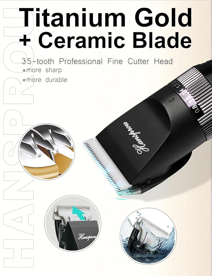 Dog Clippers for Grooming, 12V Professional Dog Clippers，Heavy Dutt Corded Pet Hair Trimmer Pet Trimmer for Thick Hair with Guard Combs Brush