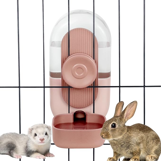 28oz Hanging Automatic Water Dispenser，Rabbit Water Bottle,Bunny Guinea Pig Ferret Water Bowl for Cage,Suitable for Small Animal Puppies(Cage Grid Spacing Over 1.2'')