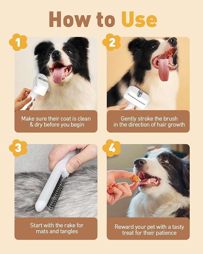 3-in-1 Dog Brush for Shedding, Multifunctional Deshedding Dog Brush for Short Haired Dogs and Cats, Pet Combs for Grooming Matting, Effectively Deshedding and Removes Dirt for Pets