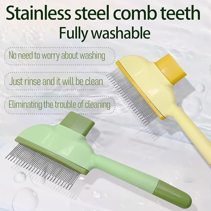 2Pcs Flea Comb for Cats Dogs,Long & Short Stainless Steel Metal Teeth for Shedding and Tangles,Cat Combs for Indoor Cats
