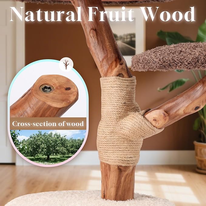54.7'' Tall Modern Wood Cat Tree with 3 Level House, Luxury Cat Tower for Home Decoration, Large Cat Condo for Multi-Cat Families
