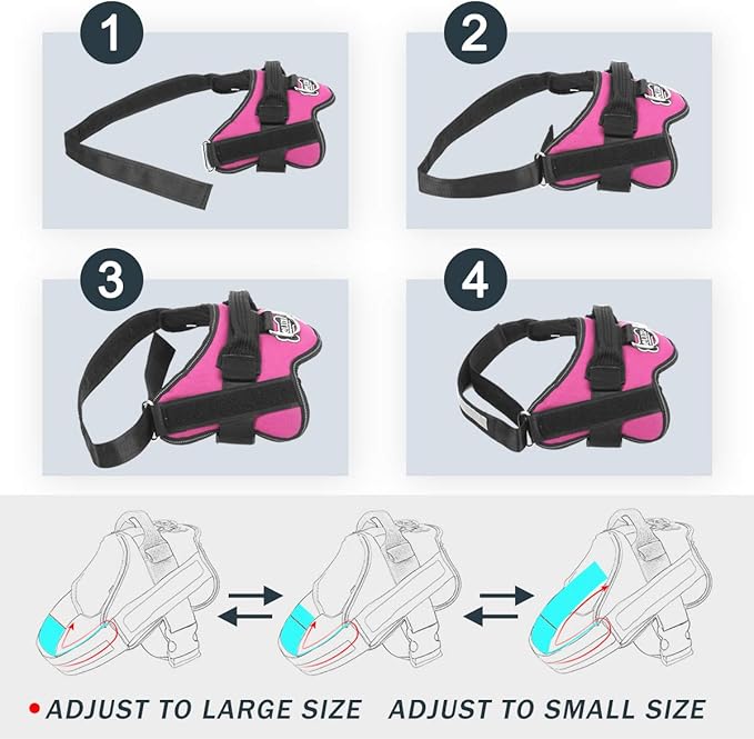Bolux Dog Harness, No-Pull Reflective Dog Vest, Breathable Adjustable Pet Harness with Handle for Outdoor Walking - No More Pulling, Tugging or Choking (Rose red, M)