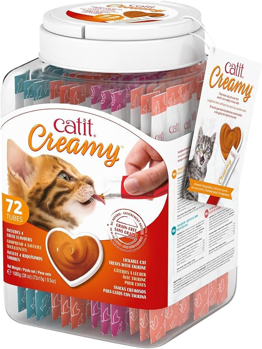 Catit Creamy Lickable Cat Treat – Hydrating and Healthy Treat for Cats of All Ages - Assortment, 72-Pack