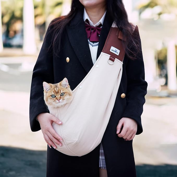 Dog Sling Carrier for Small Dogs - Front Dog Carrier with Adjustable Strap - Hands Free Pet Papoose Bag for Chest - Suitable for Puppy, Small Dogs, and Cats for Outdoor Travel,15 lbs