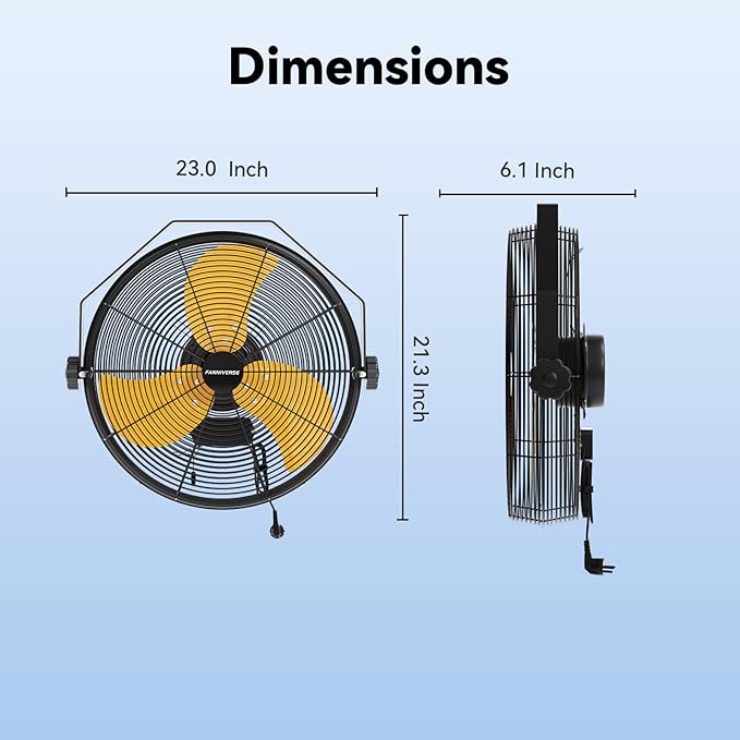 2PCS 18 Inch Wall Fan Pro Series - 4900 CFM 3 Speed High Velocity Industrial Wall Mount Fans for Commercial, Residential, Warehouse, Covered Patio, Shop, Garage, Barn, Gazebo UL Safety Listed