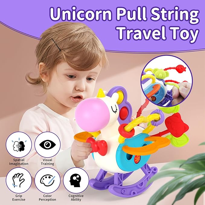 4 in 1 Baby Toys for 6 12 18 Month, Learning Toys for Babies 6-12 Months, Busy Cube, Stacking Sorter, Piano Xylophone Pull String Travel Toy, Birthday Gifts for Toddlers 1 2 Years Old