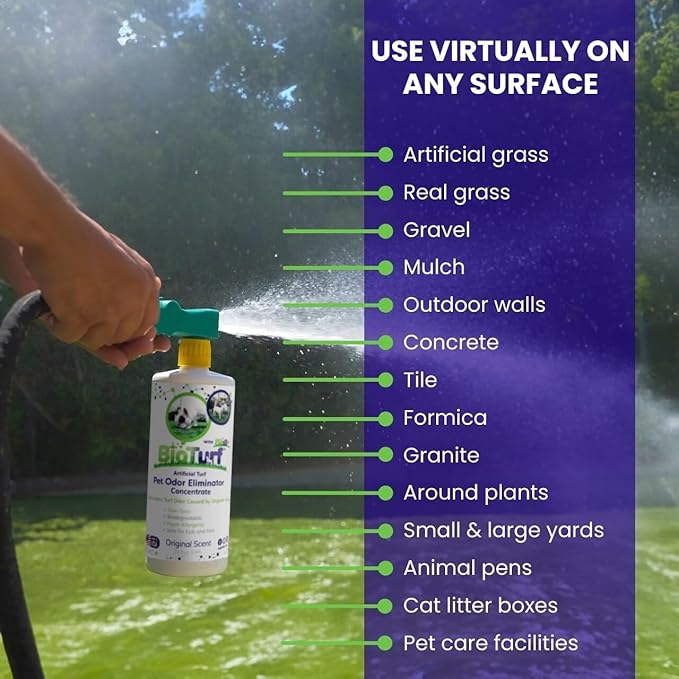 BioS+ Odor Eliminator Concentrate – Artificial Turf Cleaner for Pet Urine Outdoor & Yard Deodorizer for Dog Urine and Waste – Enzyme Formula, Safe for Pets, Kids & Plants – 1 Gallon