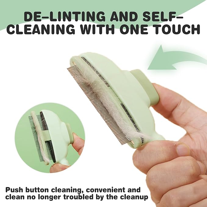 2PCS Flea Comb for Dogs & Cats，flea Comb for Cats with Release Button Self-Cleaning，lice comb for Shedding Pet Hair