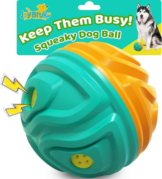 Dog Ball for Aggressive Chewers - Interactive Dog Toy Balls Fun Squeaky Sound to Keep Them Busy, Durable for Small Medium Large Breeds, Rubber Pet Chew Toys, As Seen on TV, Orange & Blue