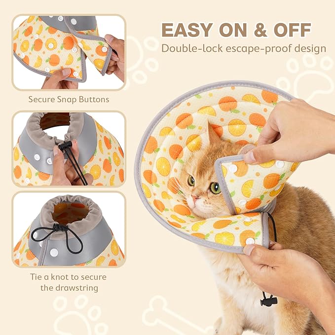 Avont Cat Cone Collar Soft to Stop Licking, Adjustable Foldable Lightweight Kitten Recovery Collar After Surgery for Small Dogs, Elizabeth Cone of Shame Alternative -Orange(M)