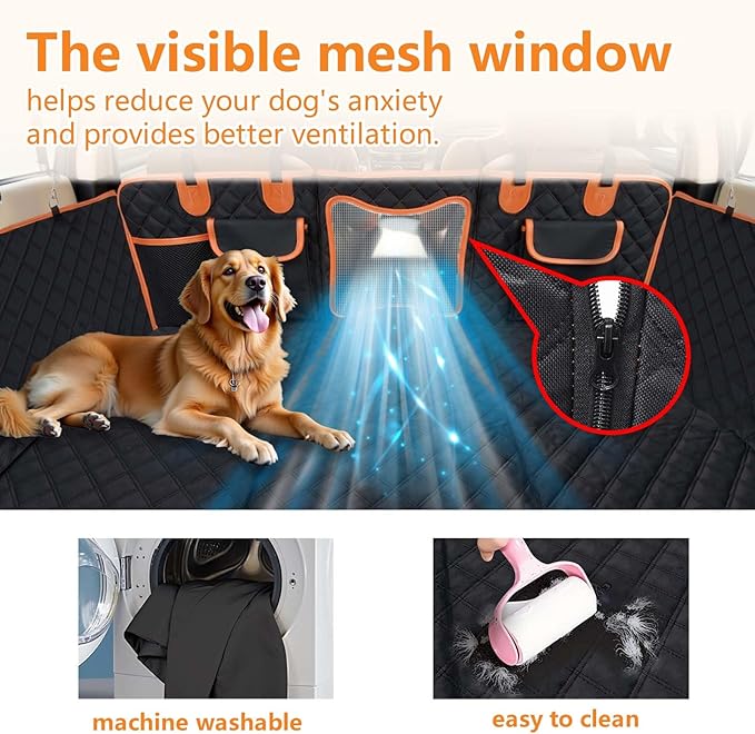 Back Seat Extender for Dogs,Dog Car Seat Cover for Back Seat with Hard Bottom Holds 500 lbs,Car Seat Protector,Waterproof Extender for Dogs,Dog HammockPet Bed for Full-Size Cars,SUVs, Small Trucks