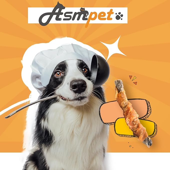 ASMPET Dog Treats Chews, Chicken Wrapped Cod Skin Sticks, Rawhide Free Cod Skin Treats for Dogs, 10.6 oz