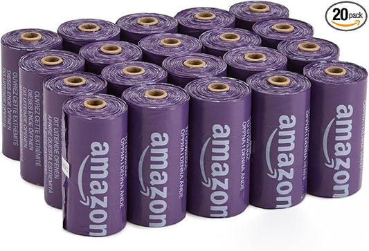 Amazon Basics Premium Lavender Scented Standard Dog Waste Bags, 300 Count (15 Pack of 20)